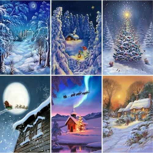 DIY Winter Snow Scenic 5D Diamond Painting Full Square Drill Rhinestone Mosaic Diamond Embroidery Scenery Handicrafts Home Decor