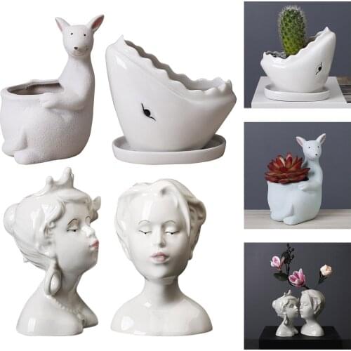 Ceramic Human Flower Vase Planter Boho Small Accent Home Dorm Desk Decor