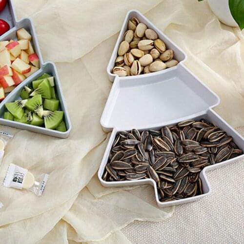 Creative Christmas Tree Shape Snack Plates Nuts Dry Fruits Compartment Bowl Box