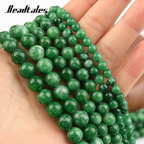 Round Loose 6/8/10mm Natural Round Beads Green jade Sapphire Stone Beads For DIY Making Bracelet Necklace Jewelry Beadtales