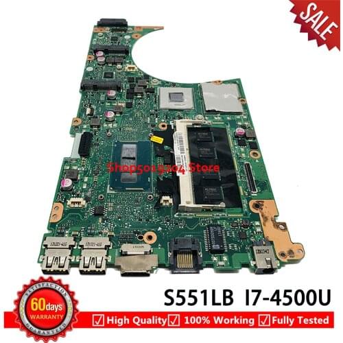 For ASUS K551L K551LB K551LN S551L S551LB R553L S551LN Laptop Motherboard S551LB Mainboard i7-4500U SR16Z REV 2.2