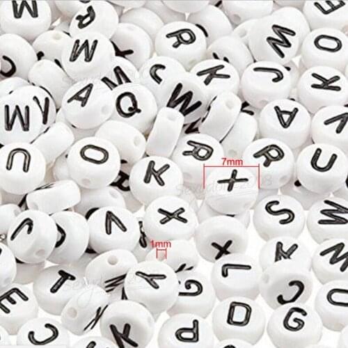 Fashion DIY Round Acrylic Loose Beads Mixed Alphabet /Letter Beads Flat Spacer Jewelry Accessory Beads 100 pieces ab1002