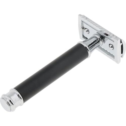 Mens Daily Use Double Edge Safety Shaving Razor Beard Grooming Tool Black