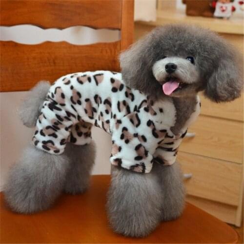 Soft Cotton Keep Warm Fleece Dog Jumpsuit Puppy Small Medium Dog Clothes Leopard Autumn Spring Pet Clothing Chihuahua Dog Coat