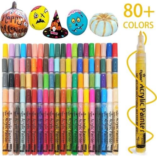 Acrylic Pen 0.7mm Marker Paint Pen 12/18/24/28 Colors Per Set Acrylic Marker Pen Set Needle Tube Hook Line Pen Art Markers
