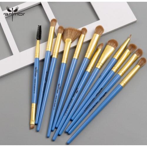 Anmor 12pcs/lot Eye Make Up Brush Professional Eyeshadow Blending Eyeliner Eyelash Eyebrow Cosmetic Makeup Brushes Set Kit Tools
