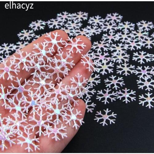 100pcs/lot New Artificial Snowflakes Party Xmas Decorations Wedding Birthday DIY Handmade Home Decoration DIY Hair Accessories