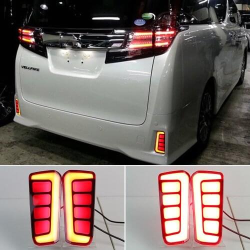 2PCS Reflector For Toyota Vellfire 2016 2017 2018 2019 2020 ALPHARD LED Rear Fog Lamp Bumper Light Brake Light Turn Signal