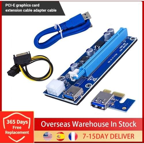 VER006C PCI-E Riser Card PCI Express PCIE 1X to 16X Extender Adapter USB 3.0 Cable SATA 15Pin to 6Pin Power for Mining Miner
