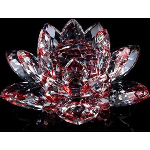 Lotus Crystal Glass Figure Paperweight Ornament Feng Shui Decor Collection Crystal Clear Color Natural Wedding Decoration DIY