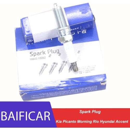 Baificar Brand New 4 PCS Spark Plug 18843-10062 LKR6D10E For Kia Picanto Morning Rio Hyundai Accent