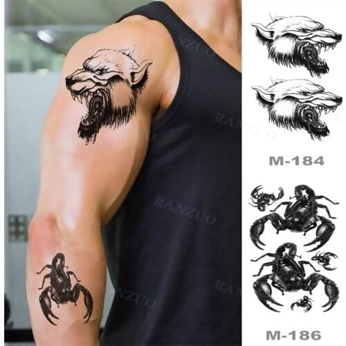 Temporary Tattoo Stickers Scorpion Wolf Tiger Tattoo Sticker Body Art Tattoo Fashion Arm Chest Stickers Tattoo Woman Fake Tattoo