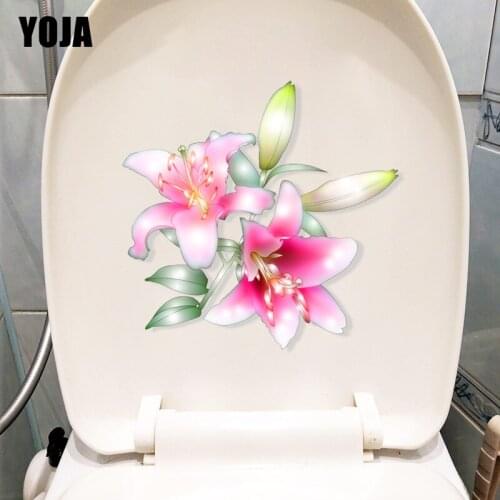 YOJA 22.6*21.8CM Blooming Lily Classic Living Room Home Wall Decor Toilet WC Sticker T1-0618
