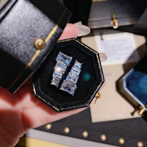 2021 Advanced Asymmetrical Exquisite Bling Stone 925 Solid Sterling Silver Rings for Women Fashion Wedding Engagement Jewelry