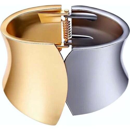 Female Fashion Exaggerate Cuff Bangles Metal Black Gold Women Statement Jewelry Big Bangles Bracelets