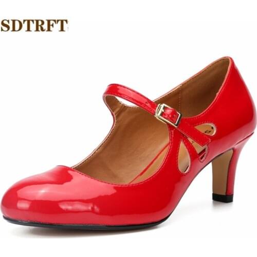 SDTRFT ladies OL work stripe Stilettos 6cm Thin High-Heeled Buckle casual hollow out pumps womens wedding shoes zapatos muje