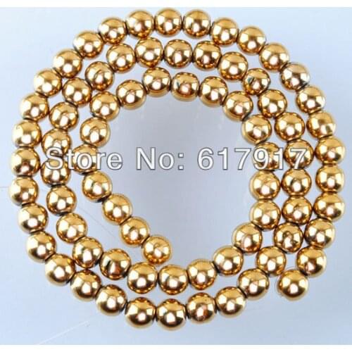 Gold Color Hematite Round Spacer 6MM Loose Beads 15.5 Inches Strand TL3026