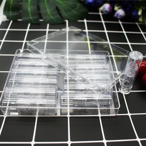 12pcs plastic clear sample square lipstick empty tube cosmetic lip stick packaging container 9mm caliber