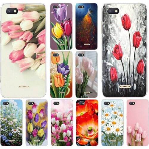 13AS Beautiful flower tulips Soft Silicone Tpu Cover phone Case for Xiaomi Redmi 6 6A Pro Note 6 Pro