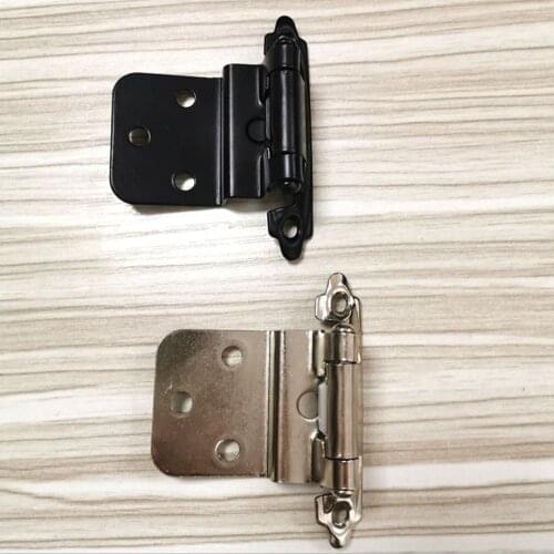 2pcs 3/8" American Style Self-closing Overlay Cabinet Door Hinges Flush Cabinet Hinges Matte Black