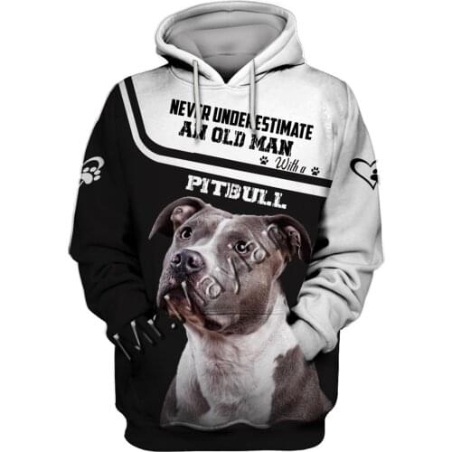 2021 Fashion Animal Pit Bull 3D Printed Hoodie Men Women Casual Pet Dog Designs Hooded Oversized Hooded Coat Drop Shipping WQ-46