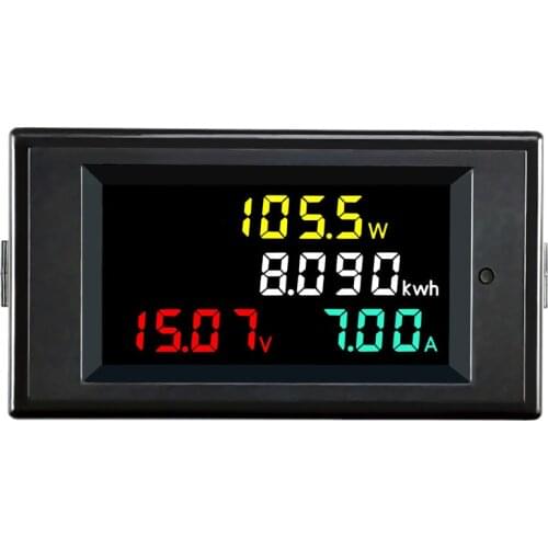 4 in 1 DC Voltmeter Ammeter Power Energy Meter DC 7.0-20.0V/DC 14.0-600.0 V 0.01-100A HD Color Screen 180 Degrees Flawless LED