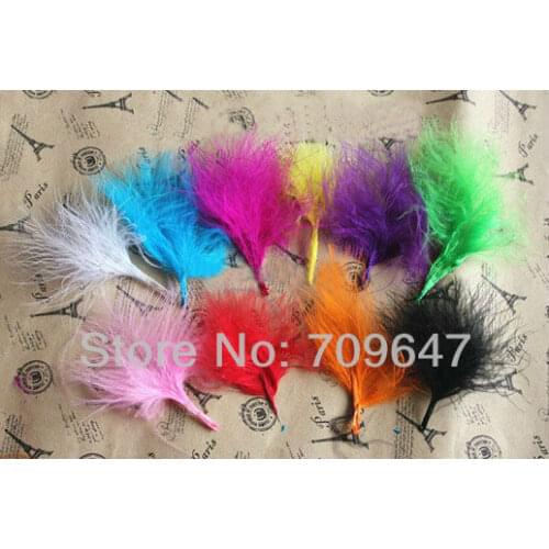 500Pcs/lot 6-10CM Multicolor BLOOD QUILL TURKEY MARABOU FEATHERS,Loose Turkey Feathers, Feathers Decoration