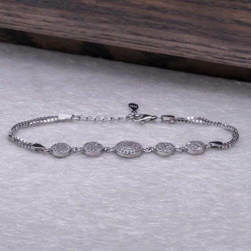 925 Sterling Silver Bracelet with Circular Evil Eye Design