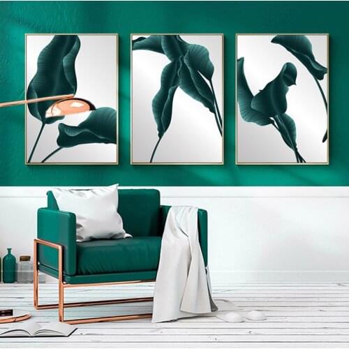 Abstract Green Plant Leaves Picture Wall Poster Modern Style Canvas Print Painting Art Aisle Living Room Unique Home Decoration