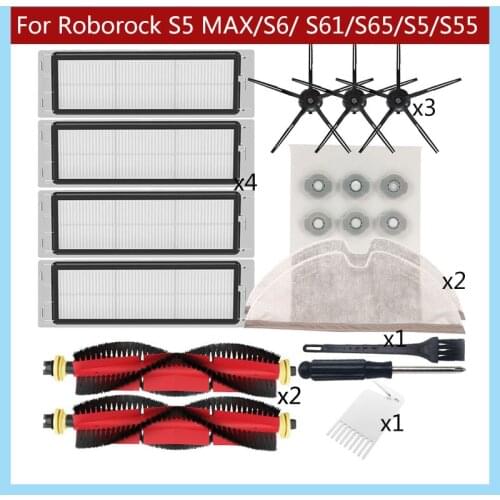 For Xiaomi Roborock S5 MAX S6 S61 S65 S5 S55 T6 Series Accessories Main Side Brush Hepa Filter Rag Sweeping Vacuum Cleaner Xiomi
