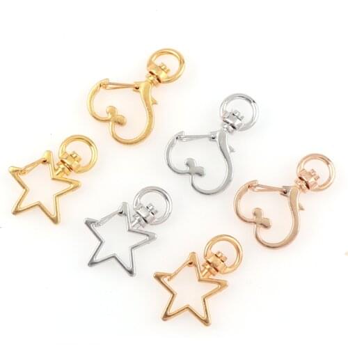 5pieces Star Heart Keychain For Bag Charm Woman Men Kids Key Ring Gifts Hook Keychains 3 Colors DIY Keychains Making