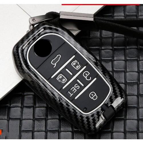 Alloy Carbon Fiber Car Key Cover Case 6 Buttons for Toyota Alphard Vellfire 30 AH30 2016~2020 2019 Keychain Ring Accessories