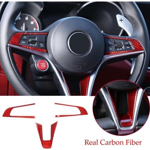 Real Carbon Fiber Steering Wheel Cover For Alfa Romeo Giulia Stelvio 2017-2019