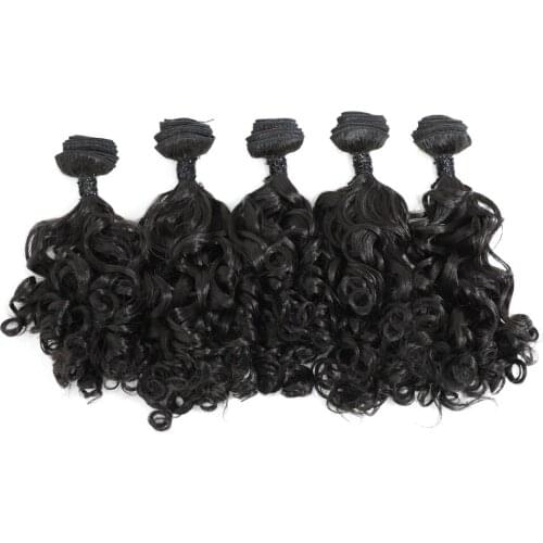 Human Hair Feeling Afro Bouncy Curly Hair Bundles 18 inches 5 Bundles All In One Pack 240g Heat Resistant Synthetic Hair Weaves