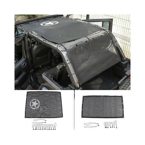 For Jeep Wrangler 4 Door JL 2-Piece Front & Rear Sun Shade Mesh Top Combo 2018