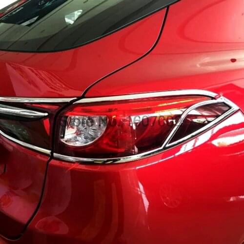 For Mazda CX-4 CX4 6pcs Chrome Car Exterior Rear Tail Light Lamp Bezel Cover Molding Trim Protector Decorative Accessories