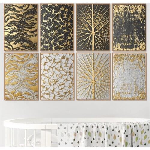 Classical Abstract Gold Leaves Texture Posters And Prints Wall Artwork Canvas Prints Modular Pictures Home Decoration Paintings