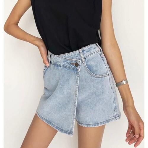 Summer trendy denim skirt pants womens self-cultivation bag hip ultra short skirt slimming half-length a-line ultra shorts