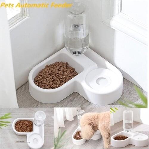 Pet Bowl Dog Food Drinker Dual Automatic Feeder Container Dispenser Dog Cat Food Drinker Comedero Gato