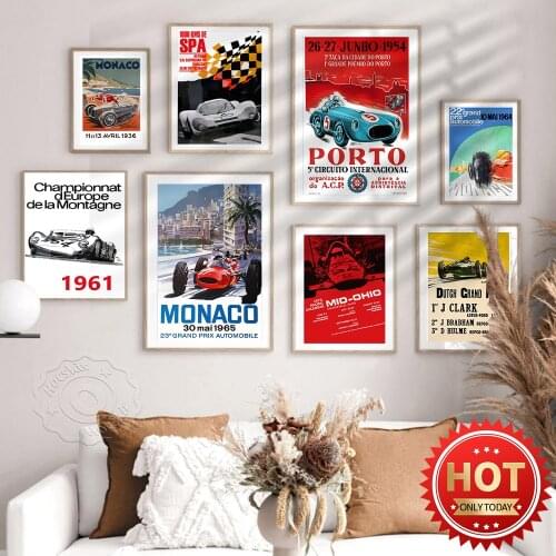 Monaco Grand Prix Racing Poster Art Prints, Grand Prix Motor Racing Poster, Vintage 1960s Motor Racing Poster, Club Decor