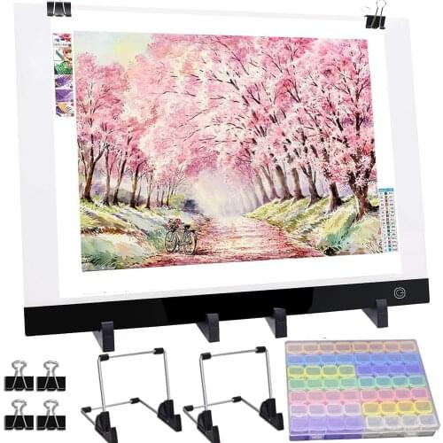 A3 Size Three Level Dimmable Led Light Pad Set With 56 Grids Storage Box And Stand And Clips For 5D DIY Diamond Painting