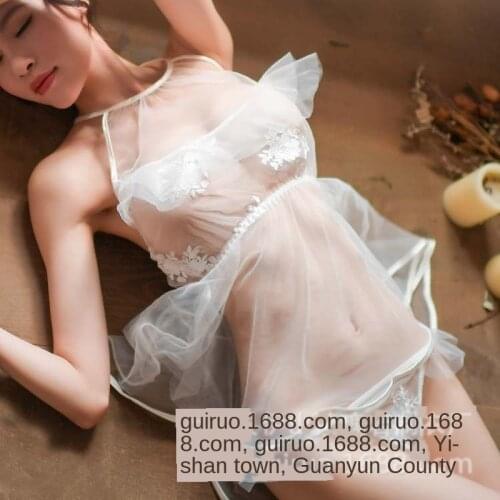 New Women Sexy Pajamas Mesh Nightgown Hanging Neck Nightdress Ropa Interior Mujer Sexy Erotica Sexy Costumes Sexy Lingerie