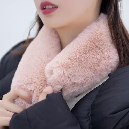 New super soft faux rabbit fur scarves girl south korea warm rabbit fur warmer pink beige fur scarf christmas gift