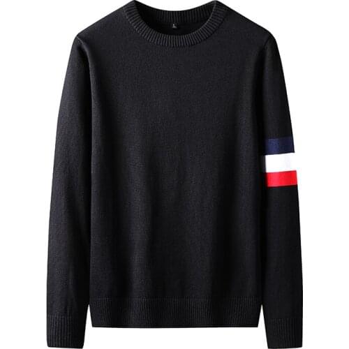 Autumn/Winter new all-cotton striped long sleeve T shirt Mens round neck pull-over sweater 100% cotton comfortable leisure