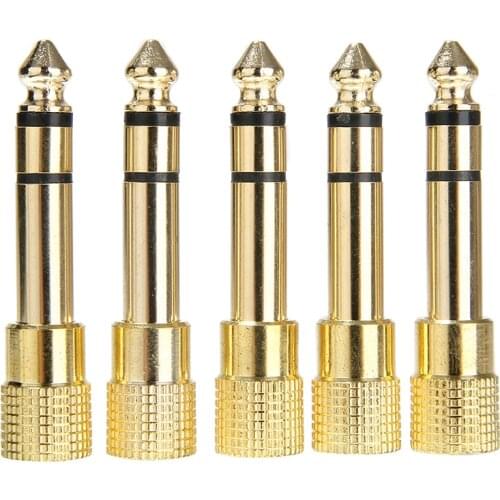 Microphone Plug 5pcs 6.3mm 1/4 Male Plug To 3.5mm 1/8 Female Jack Headphone Stereo Audio Adapter Mayitr