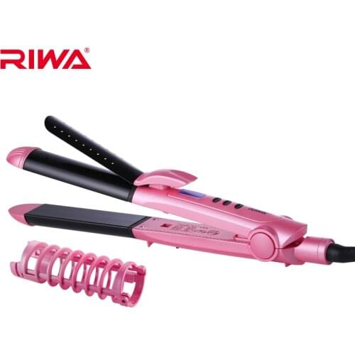 RIWA 2 In 1 Temperature Control Styling Tool Curlers Ceramic Hair Straightener Curling Hair Irons Curling Tongs For Hair RB-8304