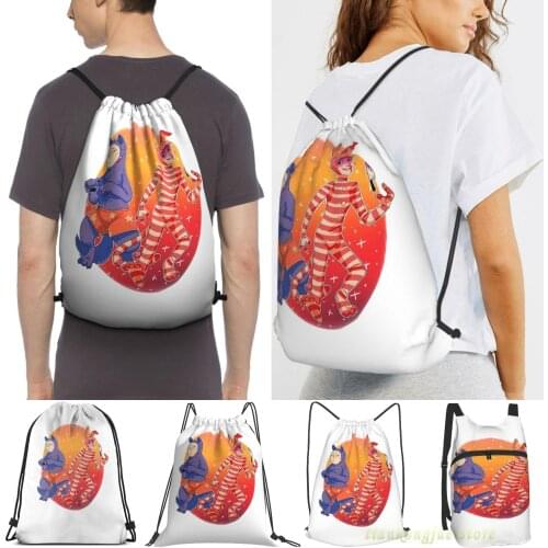 Unisex Drawstring Bags Popee The Performer Women Drawstring Backpacks Men Outdoor Travel Backpacks Training Fitness Bag