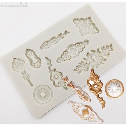 Minsunbak European Royal Style Cake Tool Key Embossed Pattern Edged Chocolate Silicone Mold DIY Fondant Tool