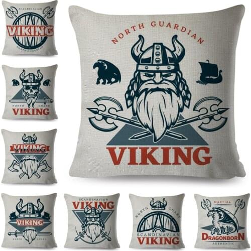 Nordic Style Cartoon Viking Cushion Cover for Children Room Sofa Home Car Decor Pirate Pillow Case Polyester Pillowcase 45x45cm