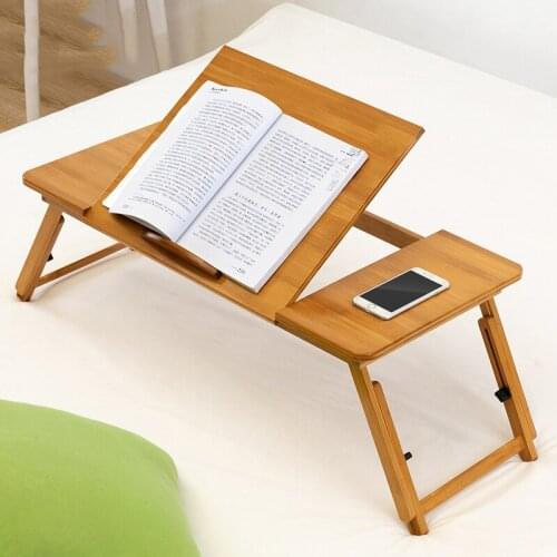 Foldable Desk Bamboo Multifunctional Study Writing Table Height Adjustable Laptop Stand for Bedroom UD88